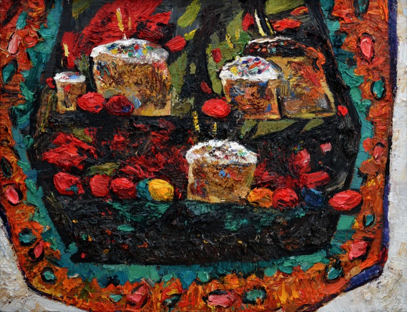 "Natură statică de Paști" by Diana Rumeghea, 2019, ulei pe pânză