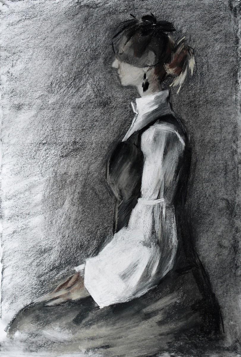 "Crochiu. Semifigură" by Vlada Cibuc, 2016, 600x400mm, Russian sauce on paper