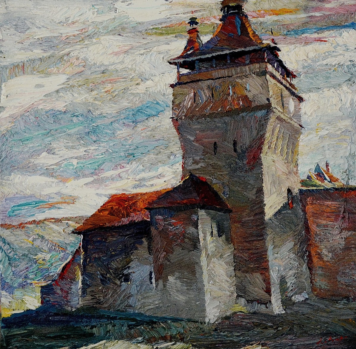 "Sighișoara" by Anatol Ghimpu, 2005, 420x420mm, ulei pe pânză