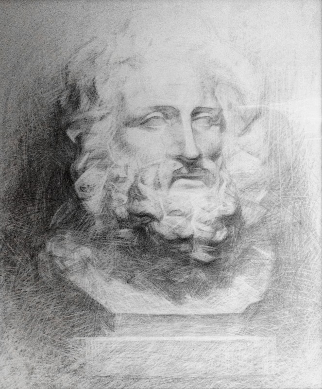 "Gypsum head" by Cezar Ciobanu, 2014, 500x400mm, pencil on paper