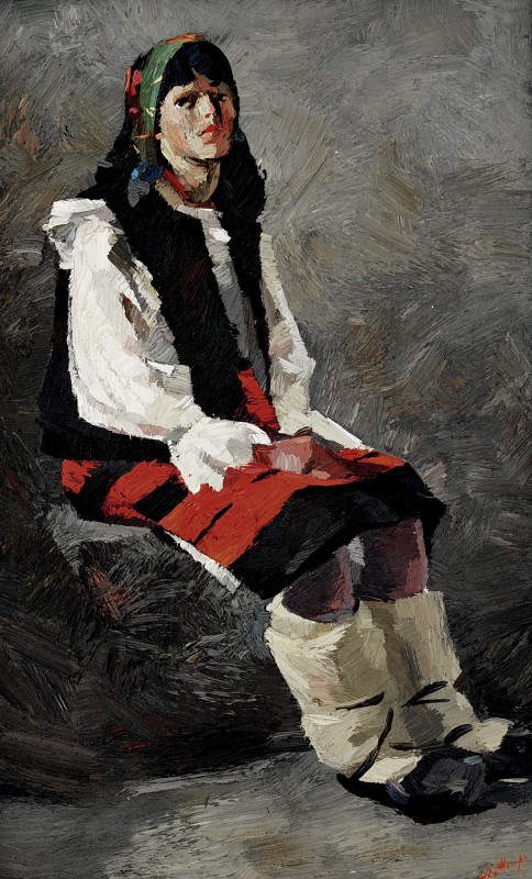 "Фигура. Марамуреш" by Анатол Гимпу, 2000, 420x680mm, масло / холст