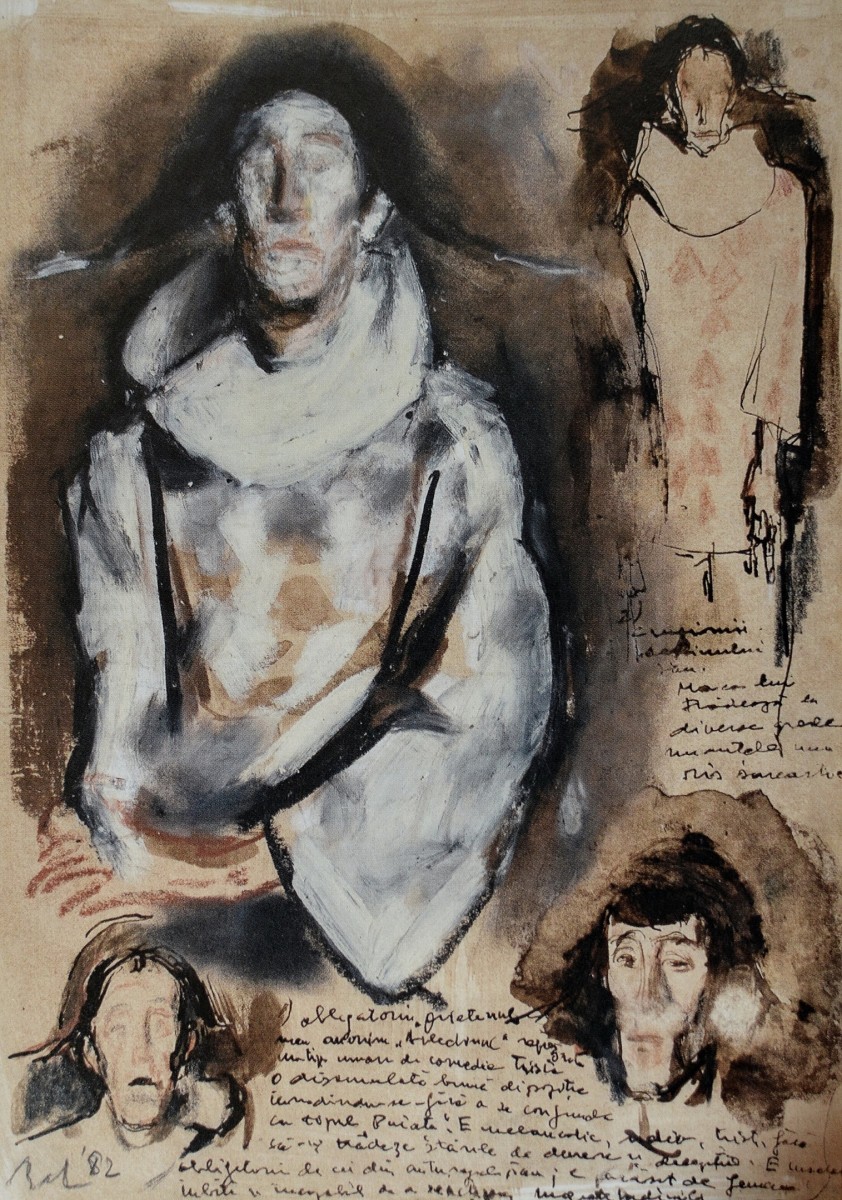 "Schiță / crochiu. Figură / semifigură" by Corneliu Baba, creion pe hârtie