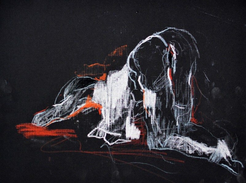 "Crochiu. Nud" by Cristina Demian, 2016, 250x350mm, pastel pe hârtie