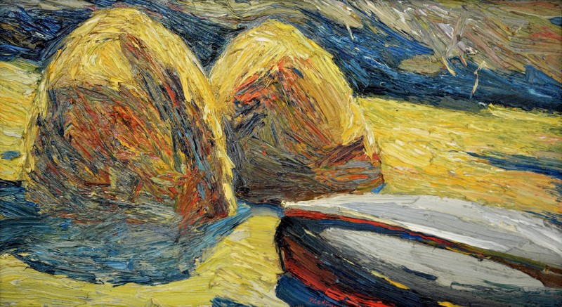 "Стога сена на Дунае" by Анатол Гимпу, 1996, 310x450mm, масло / холст
