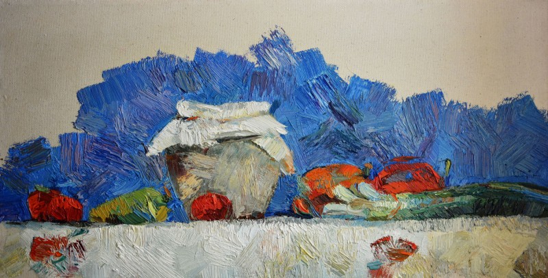 "Natură statică. Plein-air" by Mădălina Casian, 2016, 600x300mm, oil on canvas
