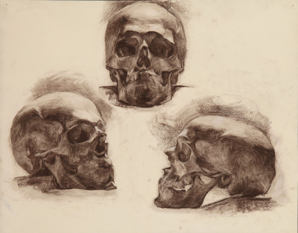 "Cranii" by Lina Maslikova, 2006, 400x300mm, Russian sauce pe hârtie