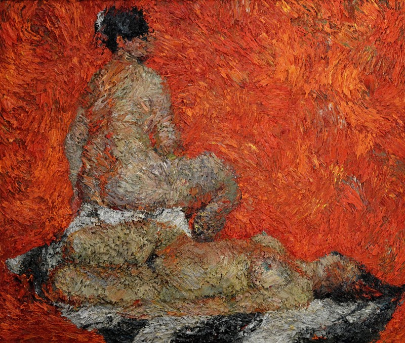 "Nud dublu" by Victor Teslaru, 2015, 680x800mm, ulei pe pânză