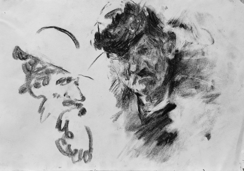 "Зарисовки / эскизы. Портрет" by Гхеоргхе Лисица, смешанная техника / бумага