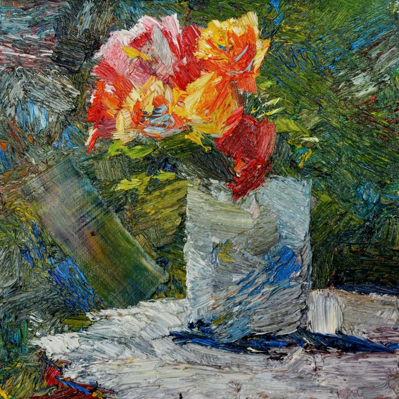 "Etude with flowers" by Ion Golubei, 2016, 300x300mm, oil on canvas