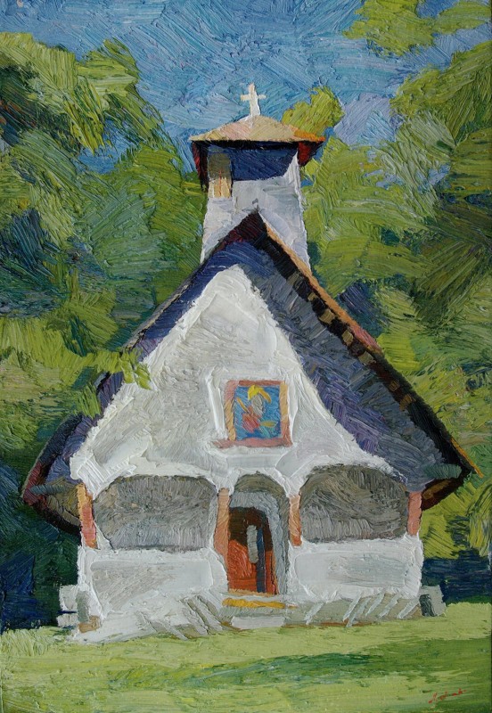 "Church from Ponoarele" by Anatol Ghimpu, 2017, 400x300mm, oil on canvas