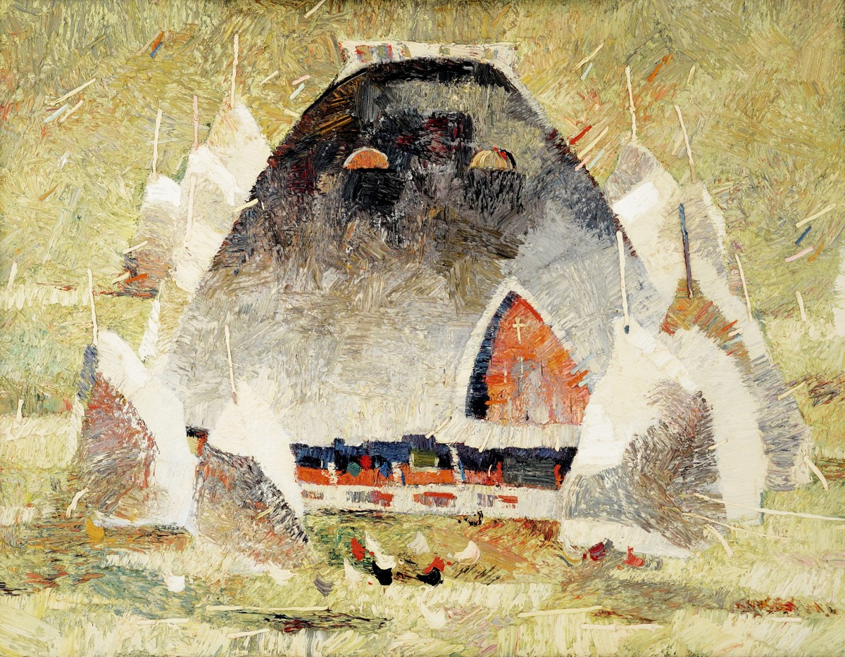 "Motiv. Maramureș" by Anatol Ghimpu, 2001, 950x1200mm, ulei pe pânză