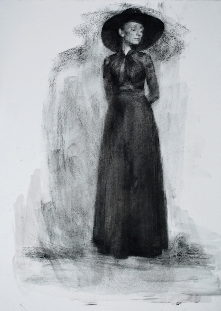 "Figure. Woman" by Ion Golubei, 2016, 750x550mm, Russian sauce on paper