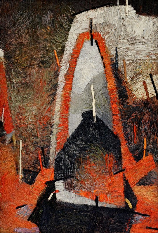 "Стоги сена (Clăi)" by Анатол Гимпу, 2000, 620x420mm, масло / холст