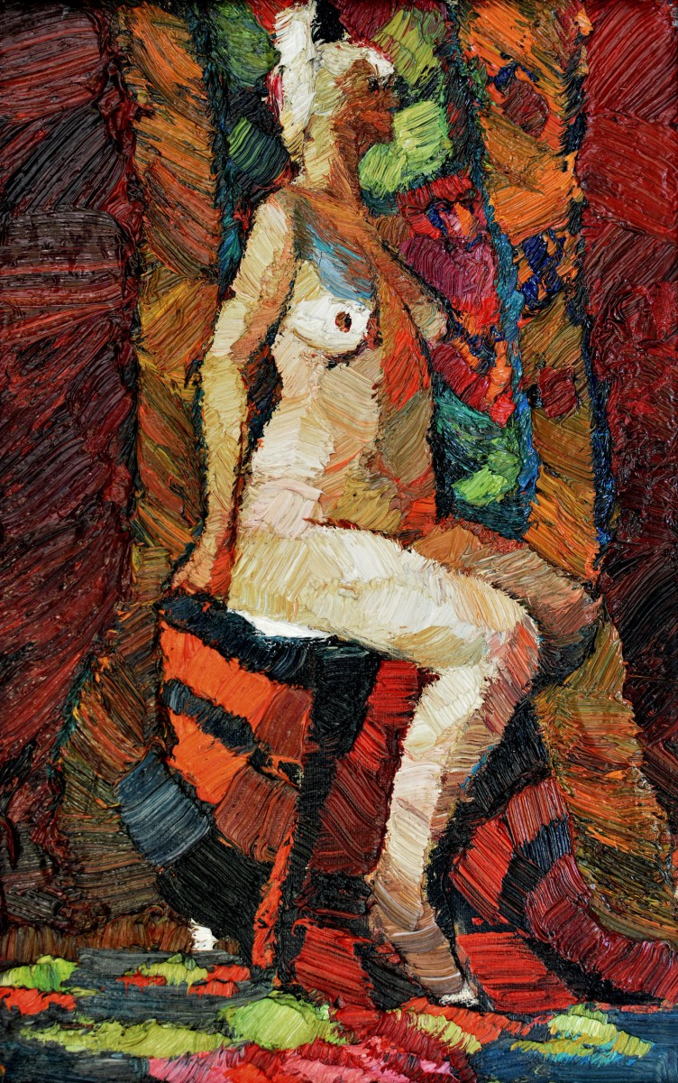 "Studiu. Nud" by Veronica Crețu, 2009, 400x250mm, oil on canvas