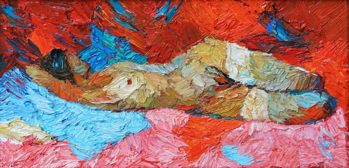 "Studiu. Nud" by Veronica Crețu, 2009, 200x400mm, oil on canvas