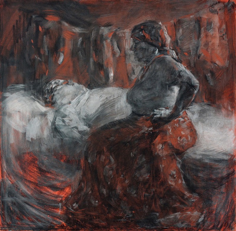 "Двойная фигура" by Лиа Унгуреану, 2022, 750x750mm, пастель / бумага