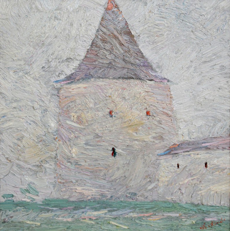 "The tower. Merghindeal" by Anatol Ghimpu, 2016, 300x300mm, oil on canvas