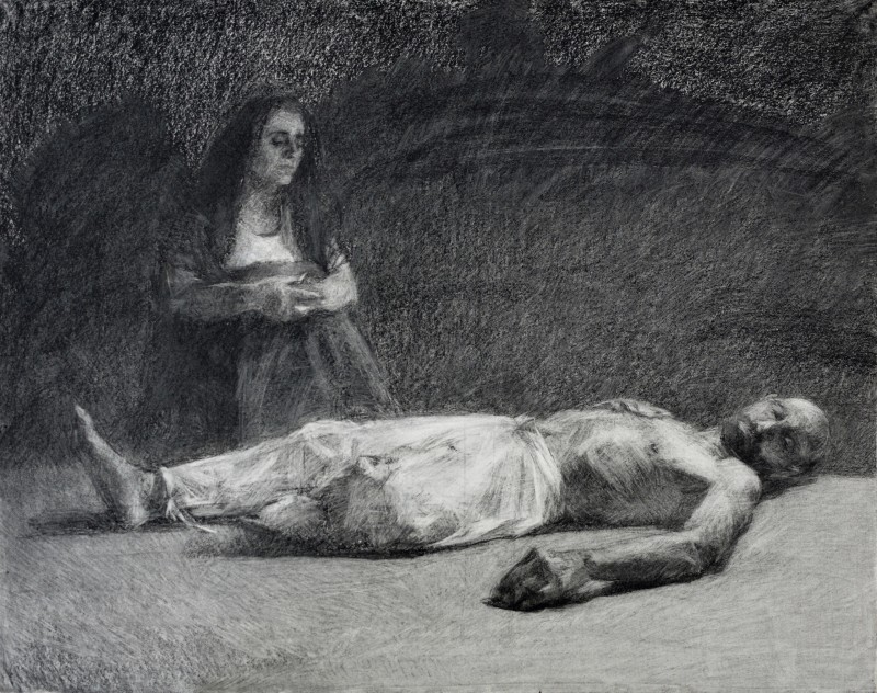"Drawing. Figure. Long term" by Eduard Leahu, 580x720mm, Russian sauce on paper