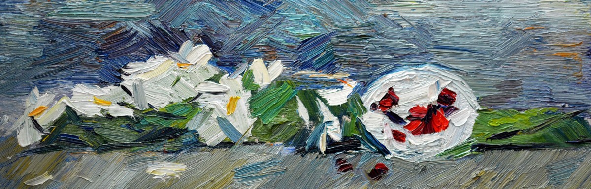 "Natură statică. Plein-air" by Думитрица Знаида, 2017, 200x600mm, масло / холст