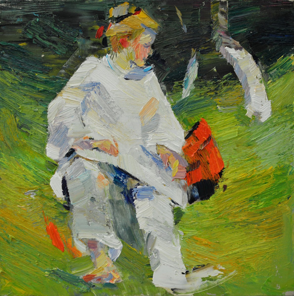 "Painting. Pleinair. Figure. Long term" by Nicoleta Derivolcov, 420x420mm, oil on canvas