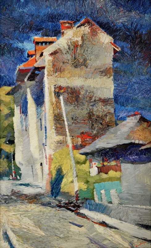 "Curtea de Argeș" by Anatol Ghimpu, 2000, 680x420mm, oil on canvas