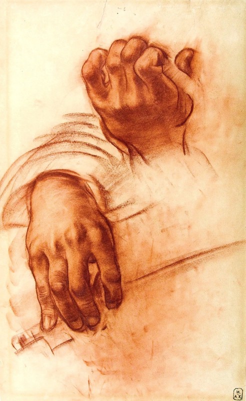 "Drawing. Gypsum, head, hands, feet" by Alexandre Yevgenievich Jacovleff