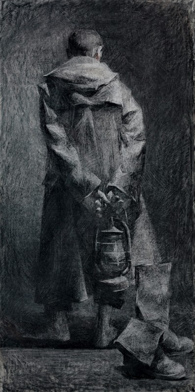 "Desen. Figură / semifigură. De lungă durată" by Natalia Fostica, 1000x500mm, Russian sauce pe hârtie