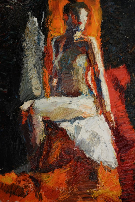 "Studiu. Nud" by Lia Aminov, 2005, 300x200mm, oil on canvas