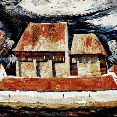 "Brădeni" by Anatol Ghimpu, 2004, 520x680mm, oil on canvas