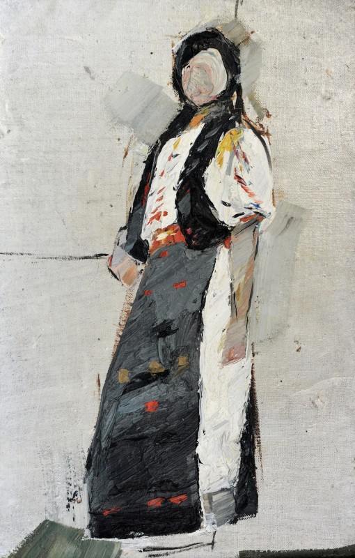 "Figură în național. Plein-air" by Rodica Dubasari, 2013, 400x250mm, oil on canvas