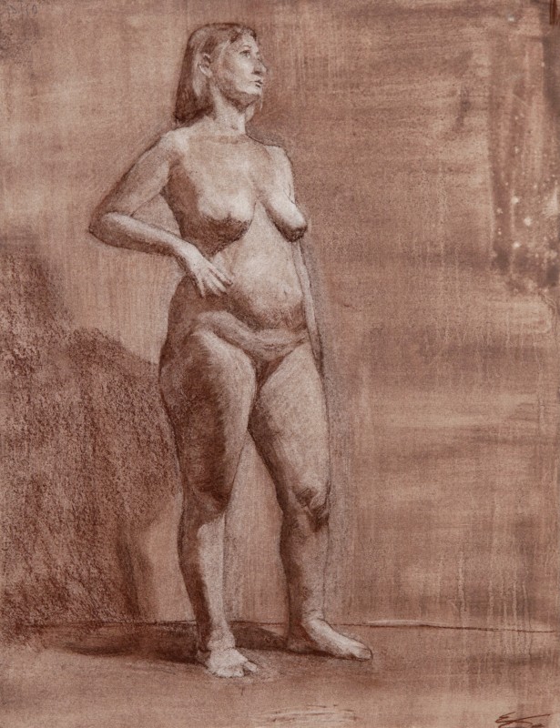 "Nud" by Alexandra Clapatiuc, 2009, 450x350mm, Russian sauce pe hârtie