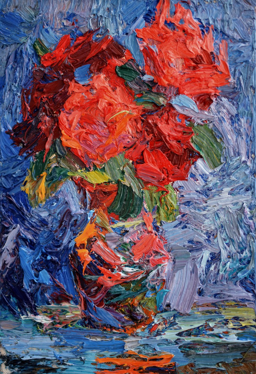 "Studiu. Flori. Oxentea" by Ștefan Mocanu, 2019, 300x200mm, ulei pe pânză