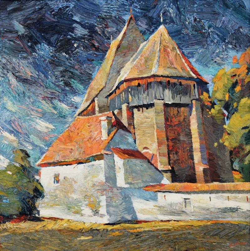 "Brădeni" by Anatol Ghimpu, 2005, 520x520mm, oil on canvas