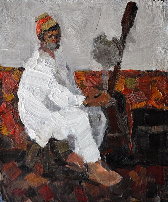 "Studiu. Figură în național" by Иоан Постиcэ, 2017, 300x250mm, масло / холст