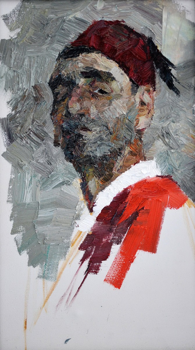 "Studiu. Portret" by Nina Apostol, 2019, 520x300mm, ulei pe pânză