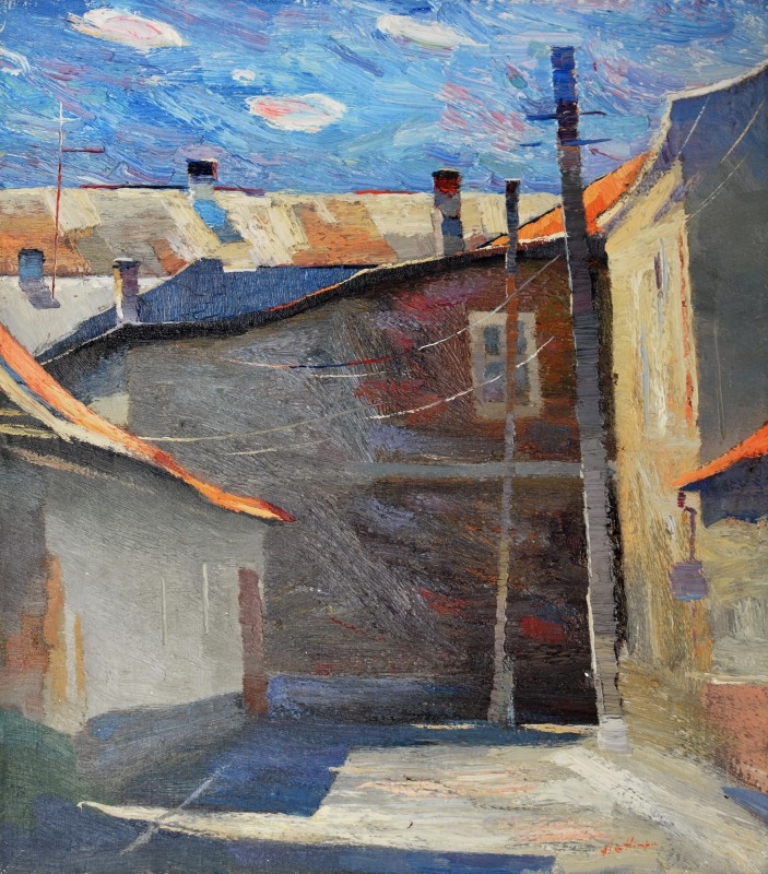 "Motiv. Baia Mare" by Anatol Ghimpu, 1998, 560x490mm, ulei pe pânză