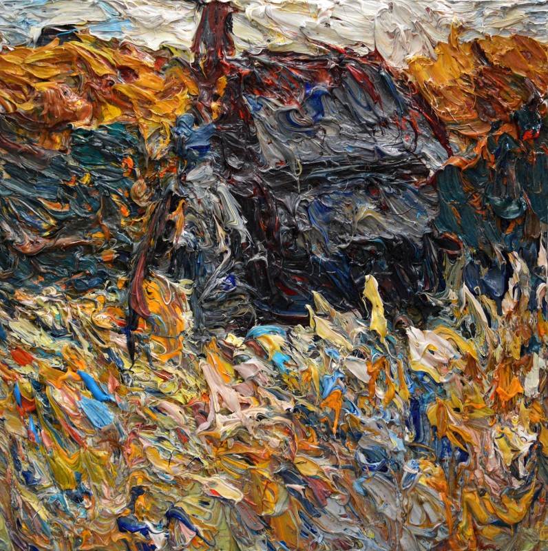 "Moară. Sibiu. Astra" by Ioan Postică, 2015, 410x410mm, ulei pe pânză