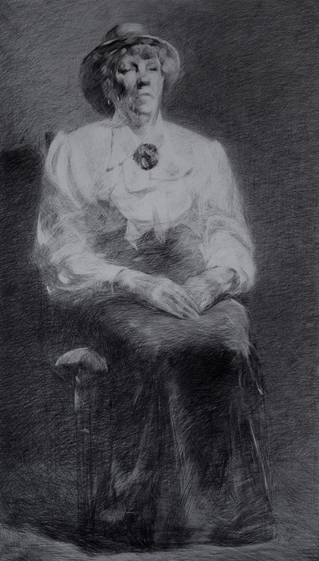 "Figură" by Carolina Leagul, 2014, 700x400mm, pencil on paper