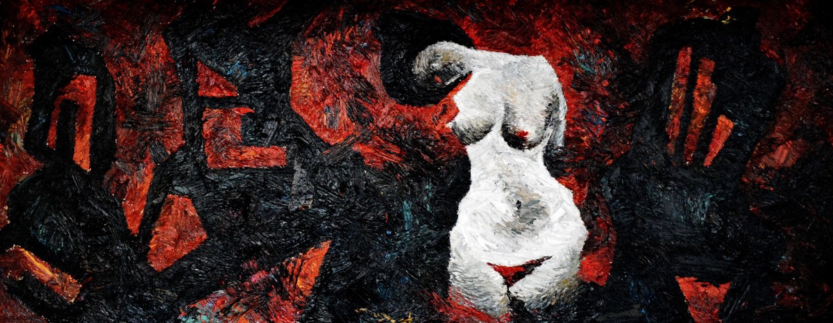 "Composition. Long term" by Vlada Cibuc, 420x1005mm, oil on canvas