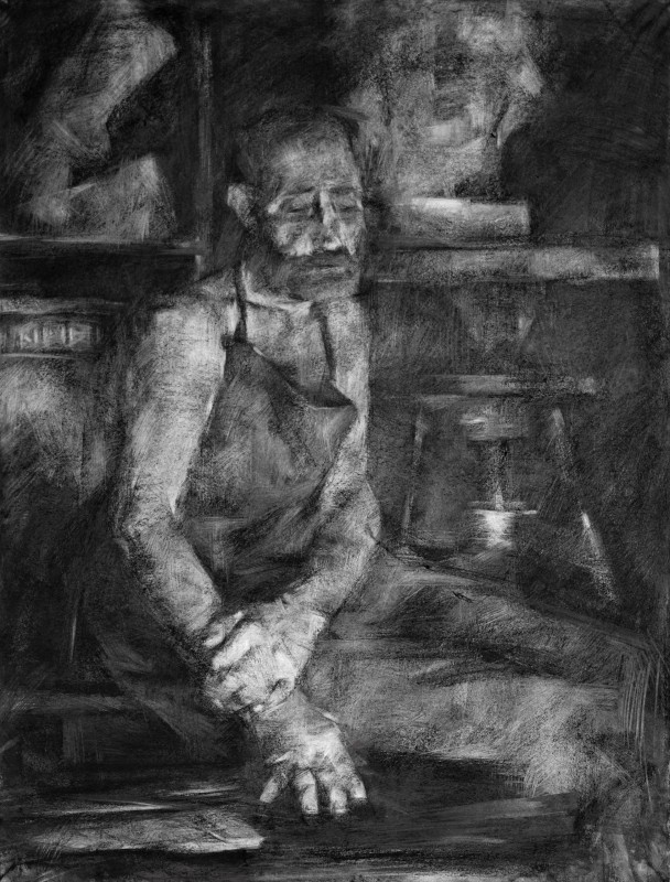 "Drawing. Figure. Long term" by Doina Mîndrean, 800x600mm, Russian sauce on paper