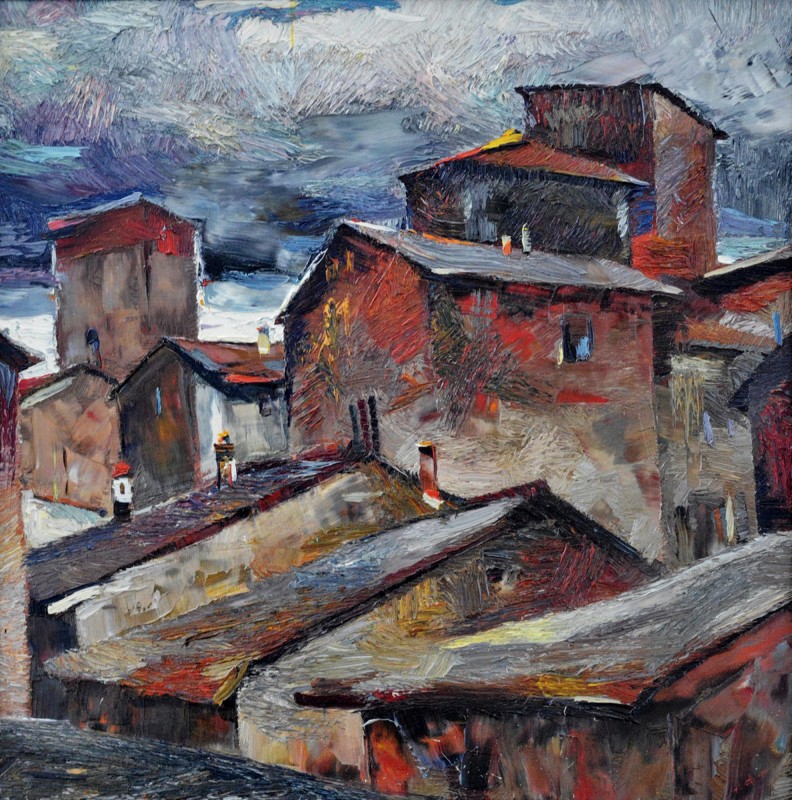 "Toscana, Italy" by Anatol Ghimpu, 2001, 680x680mm, oil on canvas