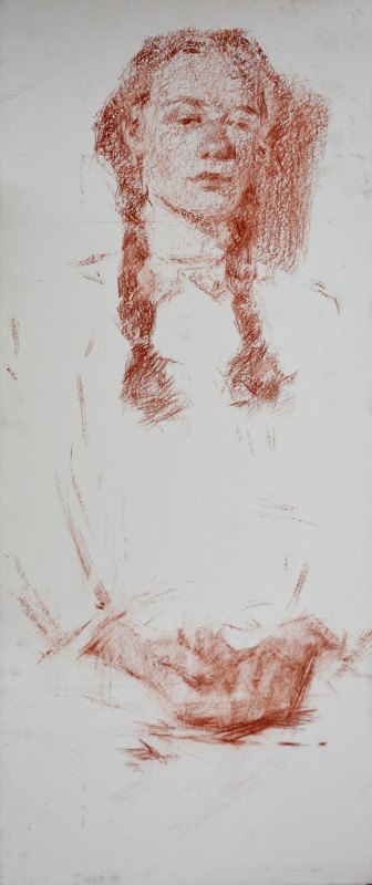 "Drawing. Figure" by Eduard Leahu, 680x300mm, sanguine on paper