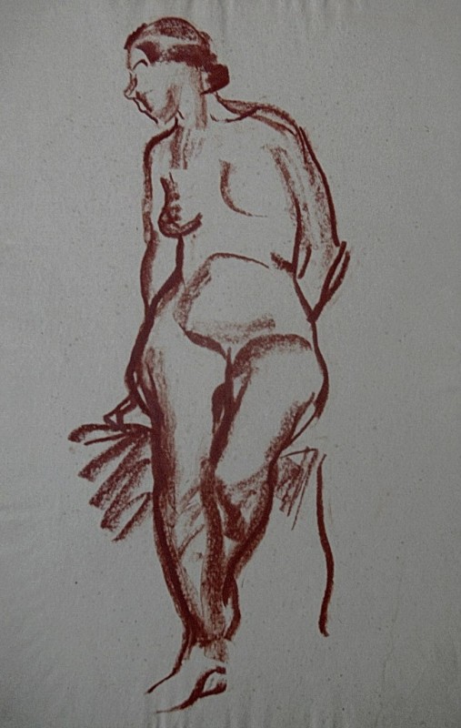 "Drawing. Nude" by Gheorghe Vrabie, pencil on paper