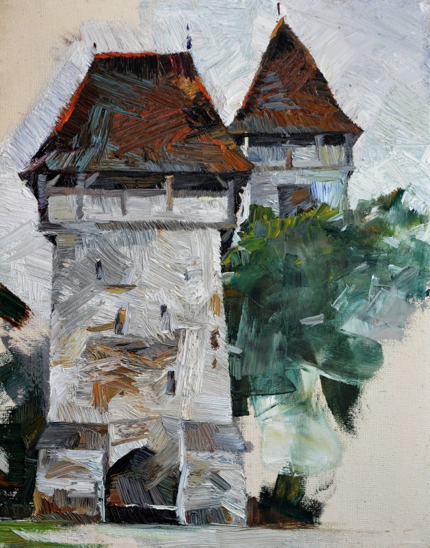 "Painting. Pleinair. Pleinair romania" by Natalia Fostica, 520x420mm, oil on canvas