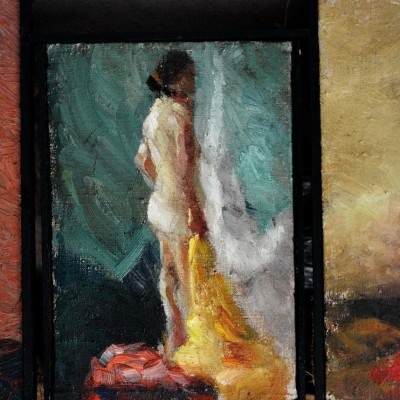 "Etude. Nude.  Iovu Lina, Iovu Lina, Țip Oxana" by Oxana Țip, 1999, 350x300mm / 310x210mm / 350x250m, oil on canvas