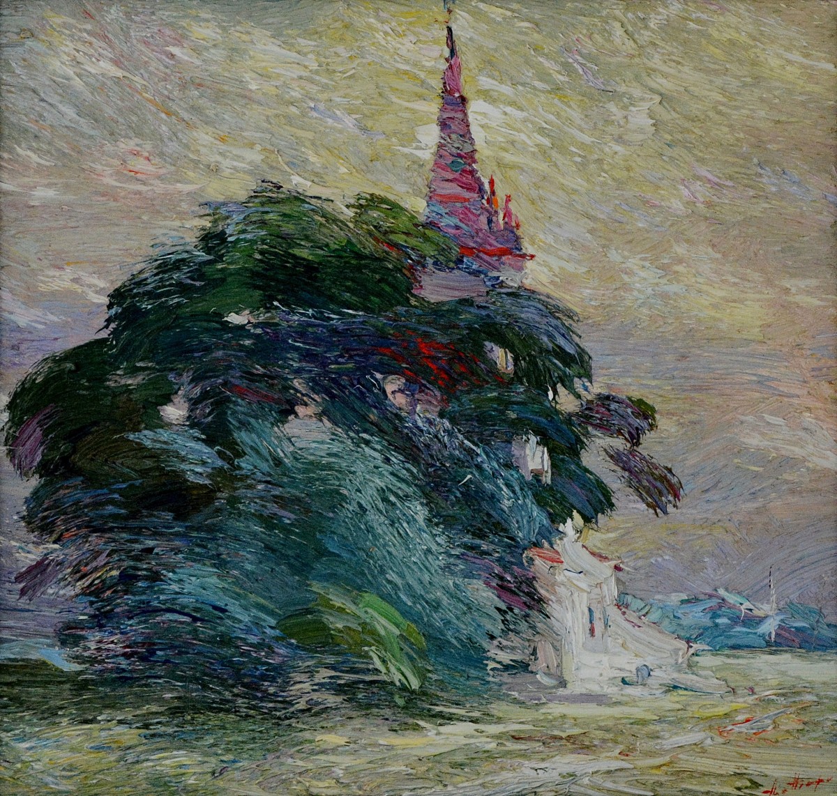 "Motiv. Vaja" by Anatol Ghimpu, 1999, 430x450mm, ulei pe pânză