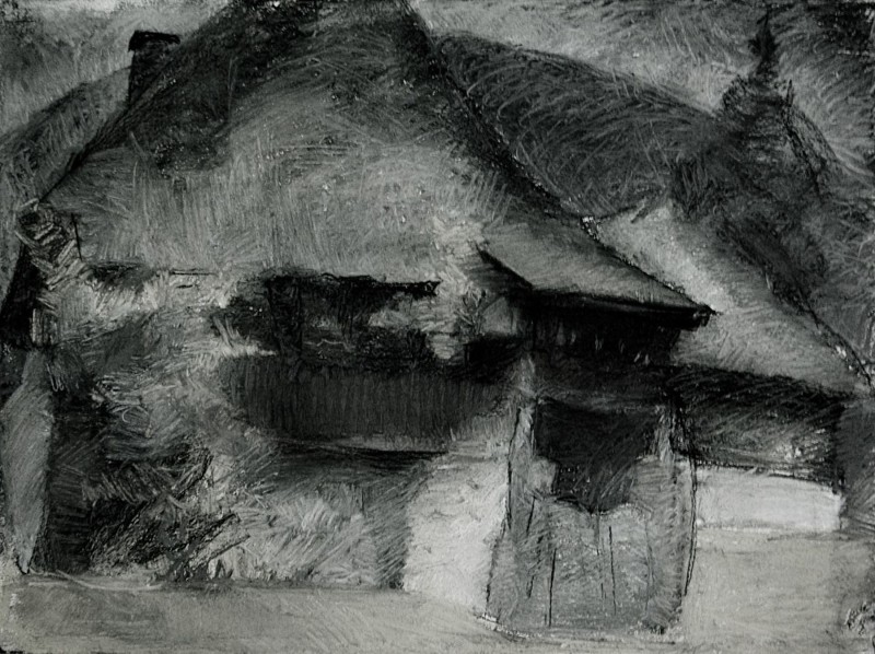 "Grafică. Rîmnicul Vilcea" by Marina Ermurache, 2013, oil on canvas