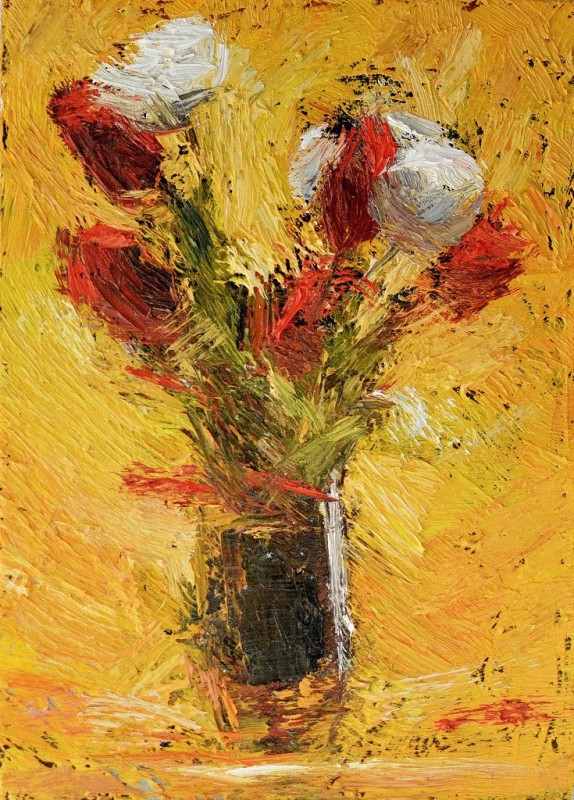 "Studiu. Natură statică cu flori" by Alexandru Musteață, 2013, ulei pe pânză