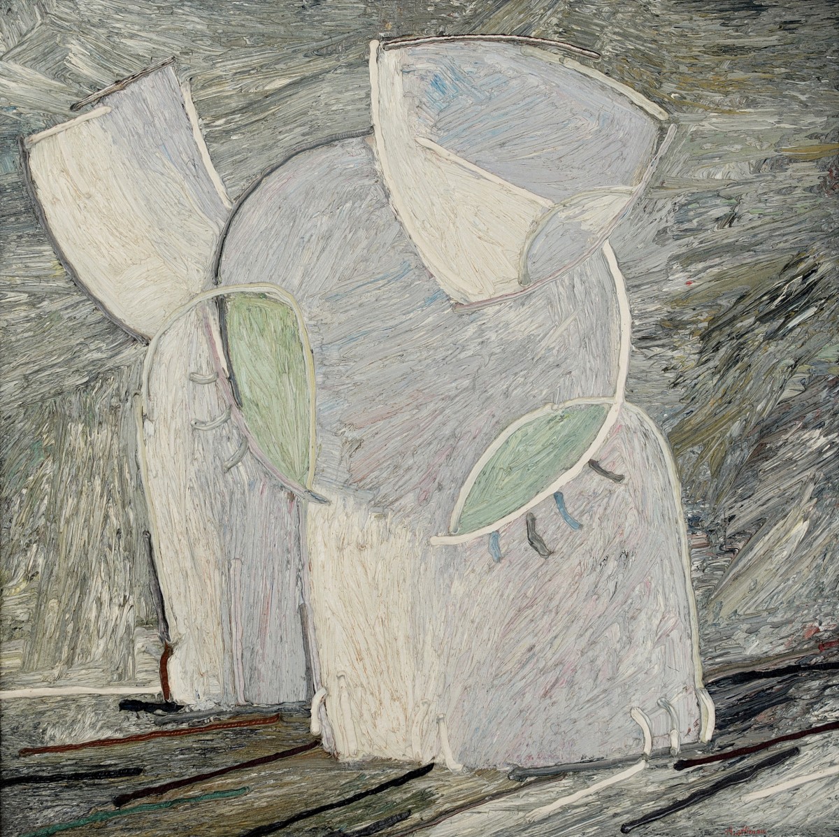 "Dănuț. Mau. Usi" by Anatol Ghimpu, 1995, 680x680mm, oil on canvas