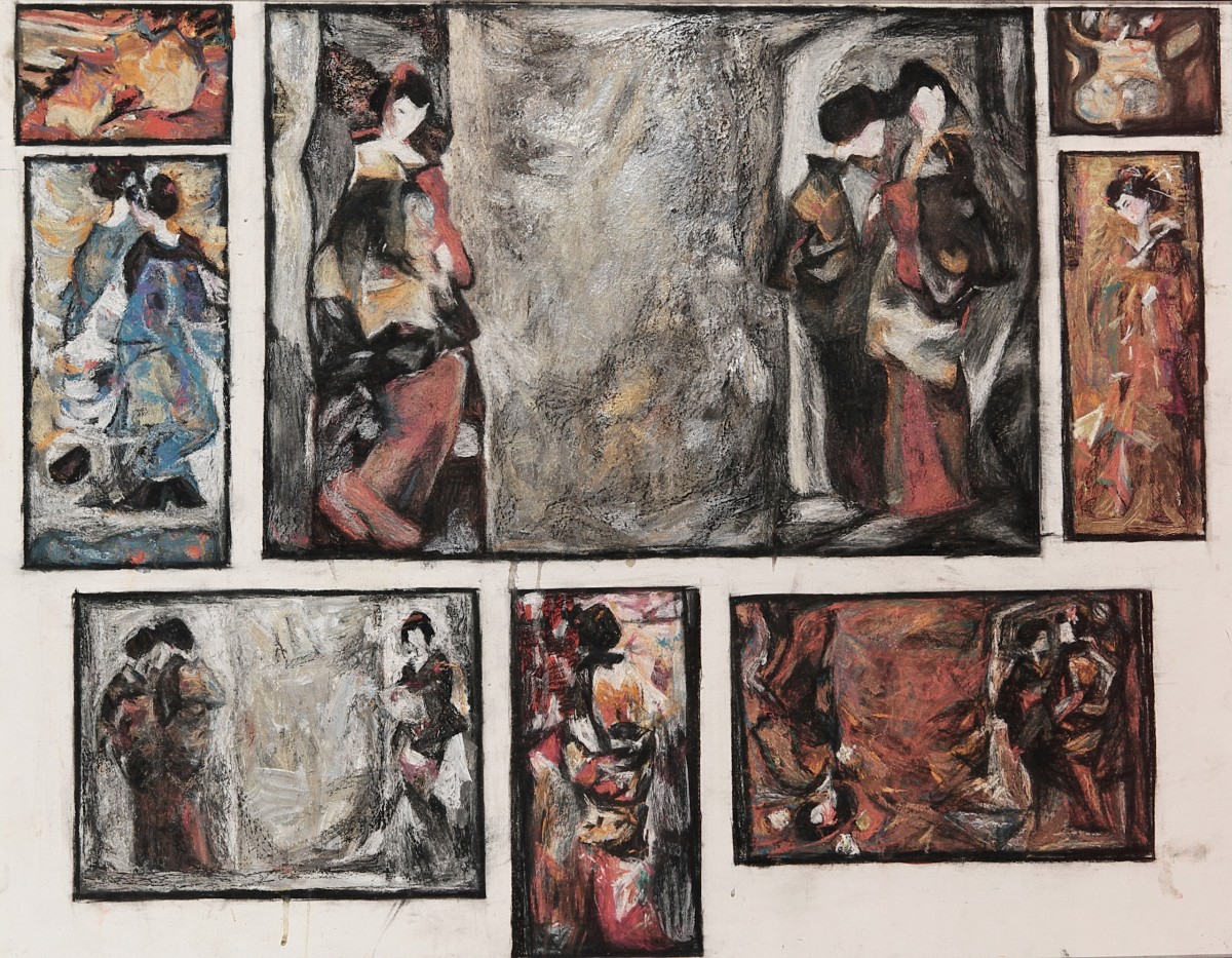 "Căutări către diplomă" by Lina Aminov, 2009, 800x1000mm, pastel on paper